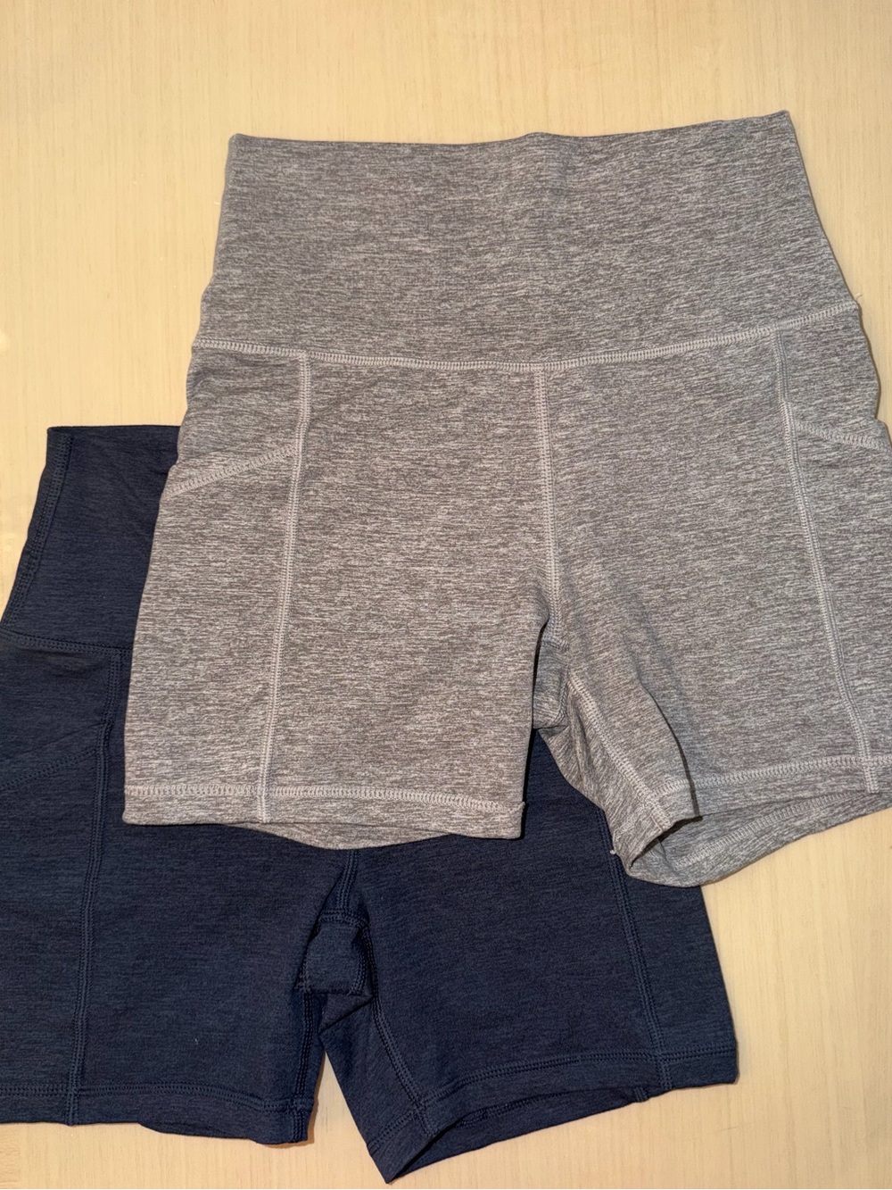 Aerie High-Waist Athletic Bike Shorts - Gray & Navy
